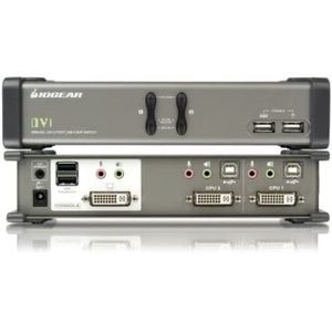 IOGEAR 2-Port DVI KVMP Switch with Audio and Cables, GCS1762